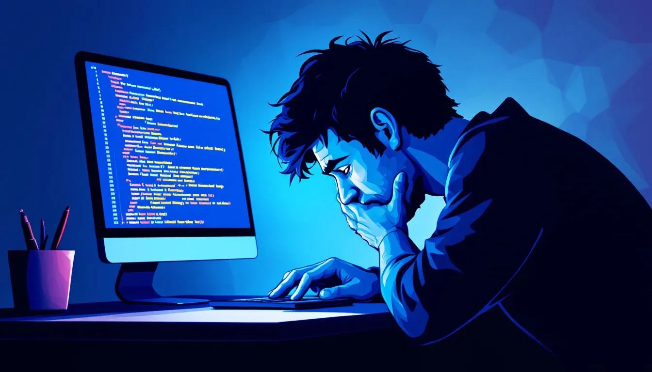 Frustrated PHP developer with glowing regex symbols and failed preg_match pattern representing common PHP regex debugging issues