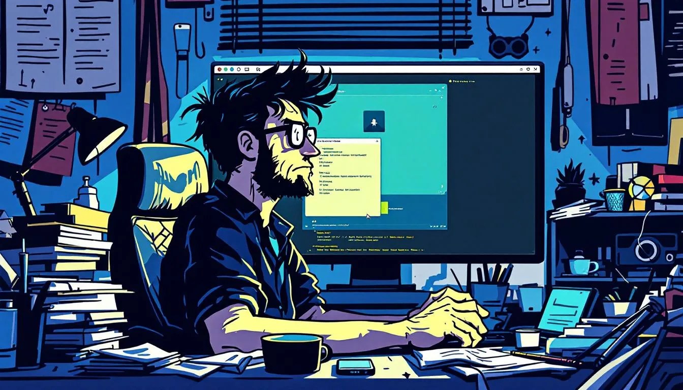 Confused developer staring at SQL code using GROUP BY, HAVING, and EXISTS to select rows with one value and others