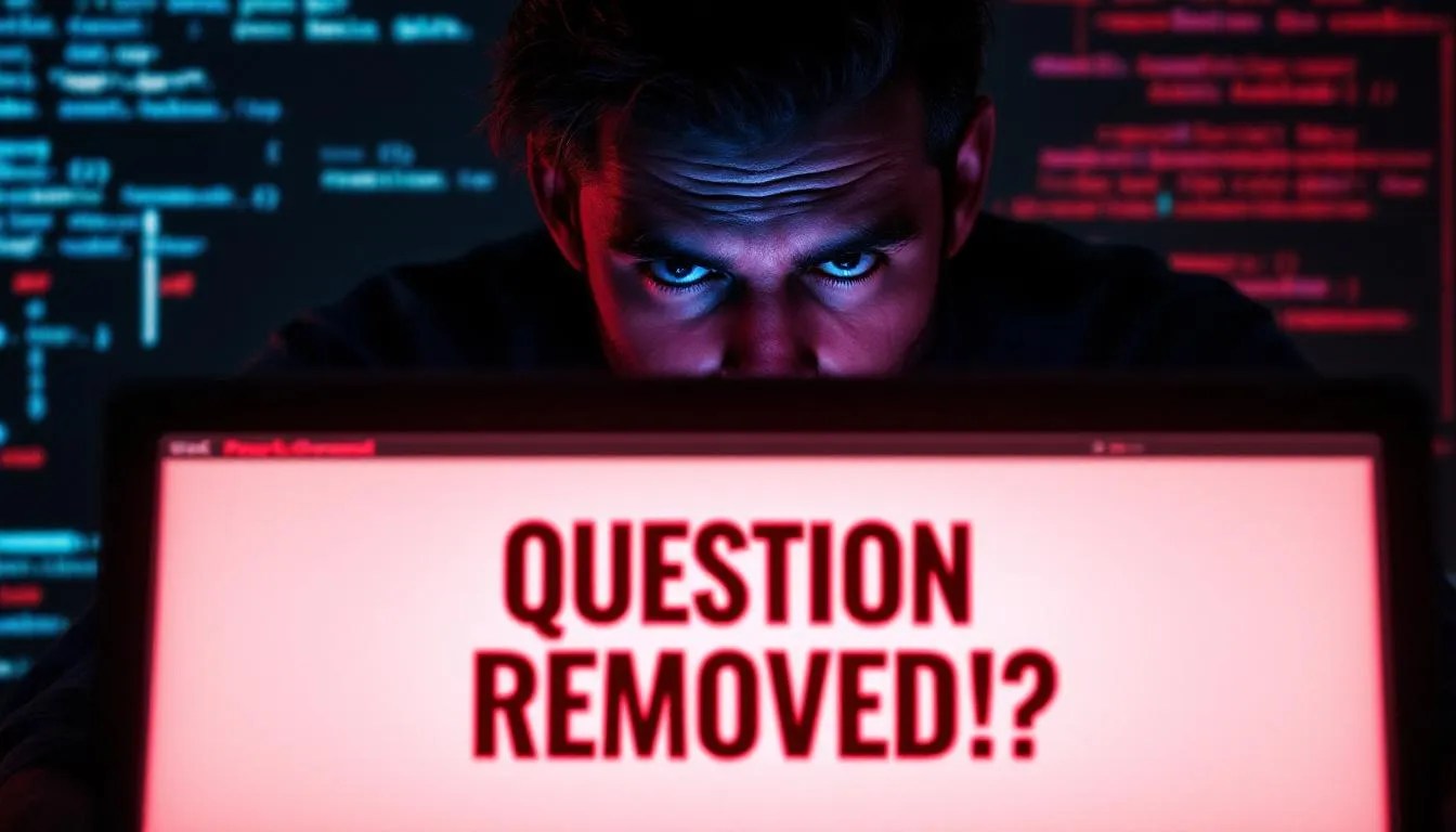 Confused developer sees 'Page Not Found' error due to Stack Overflow question removal, symbolizing moderation issues