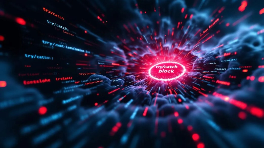 Illustration of C# nested loops with a try/catch block causing high CPU usage and performance degradation