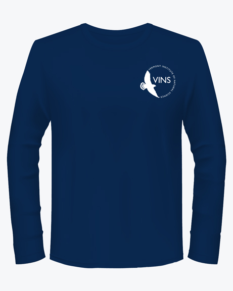 Navy blue long sleeve shirt shirt with the VINS logo in white on the top left of the shirt