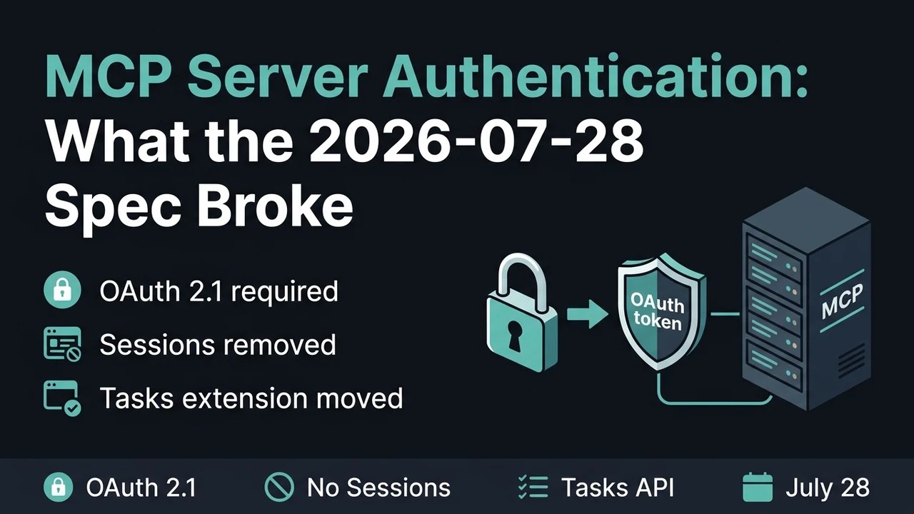 MCP server authentication changes in the 2026-07-28 spec update