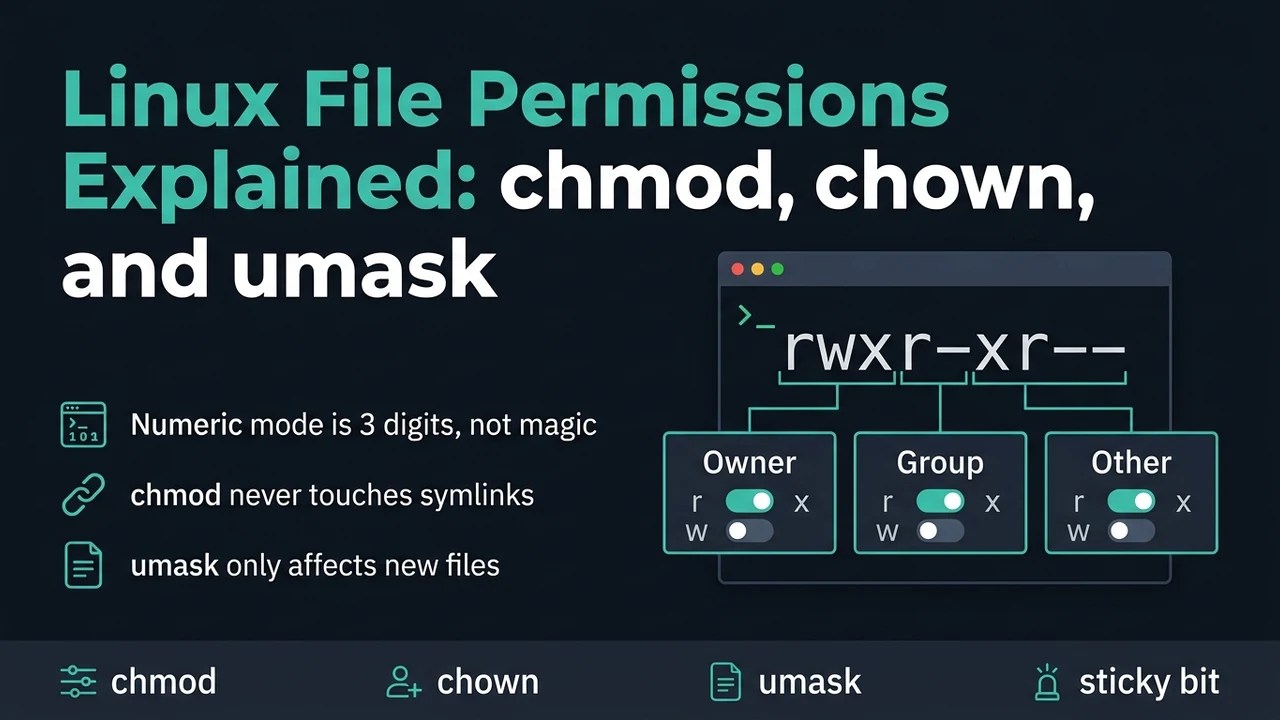 linux file permissions diagram showing chmod numeric mode digits for owner, group, and other