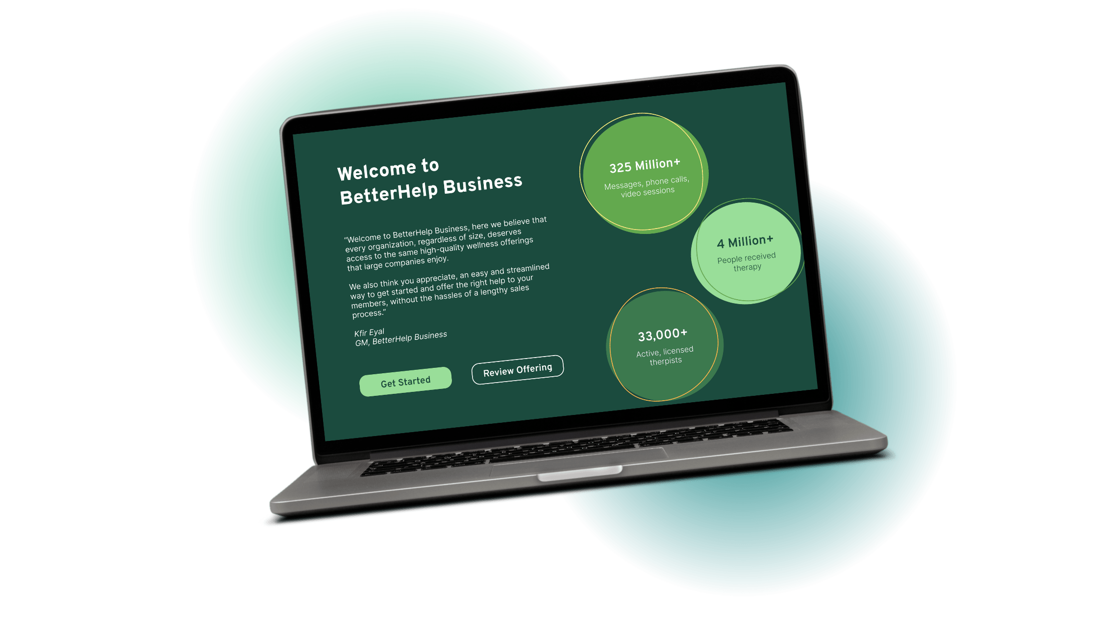 Laptop with Betterhelp Landing page
