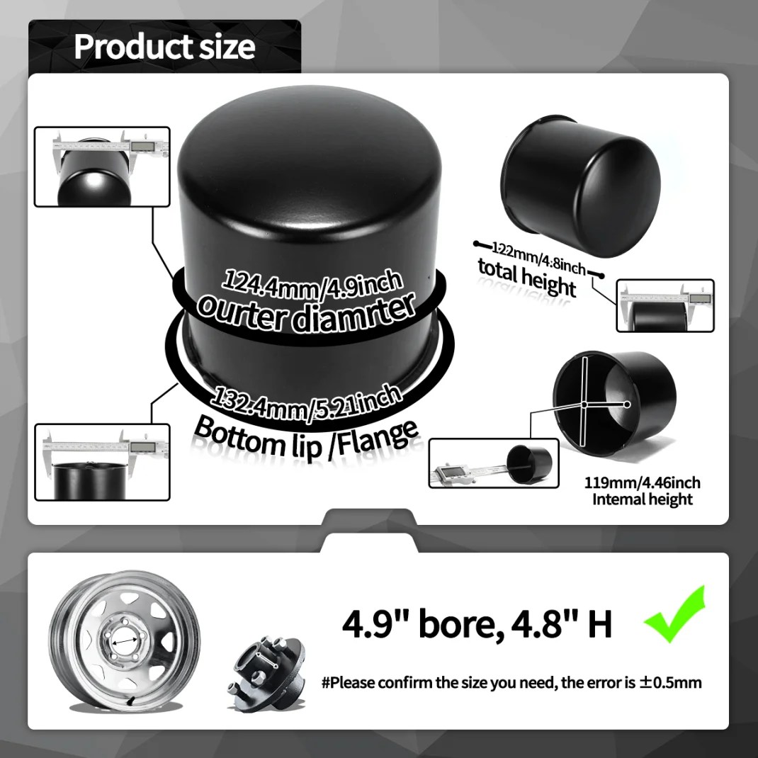 4.9in Trailer Wheel Center Caps (3)