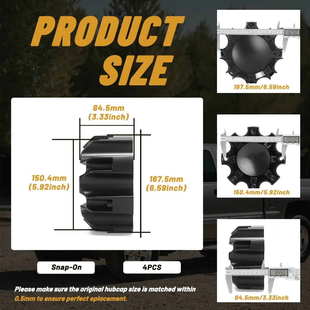Ballistic Wheel Center Caps (3)