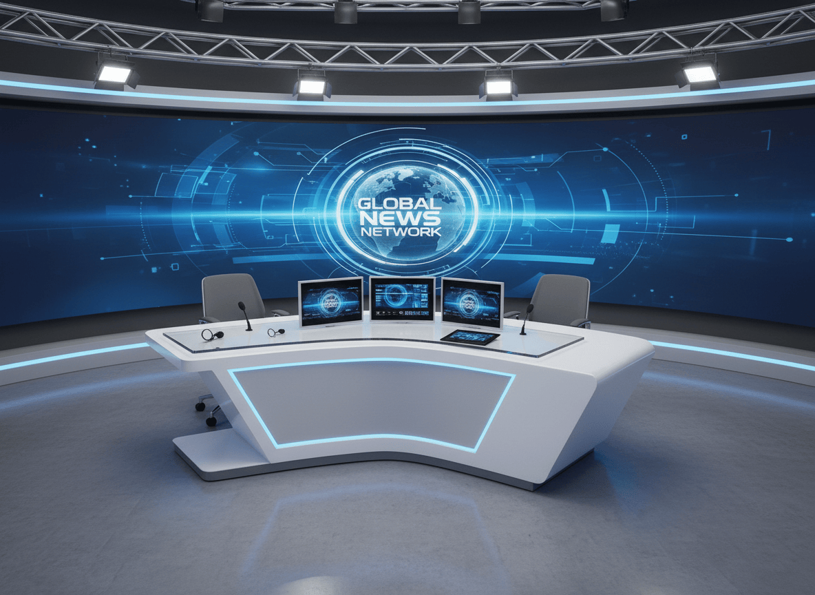 Furniture renderings in the broadcast studio design process