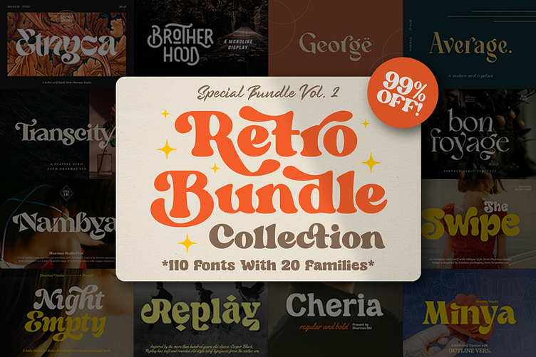 retro fonts bundle