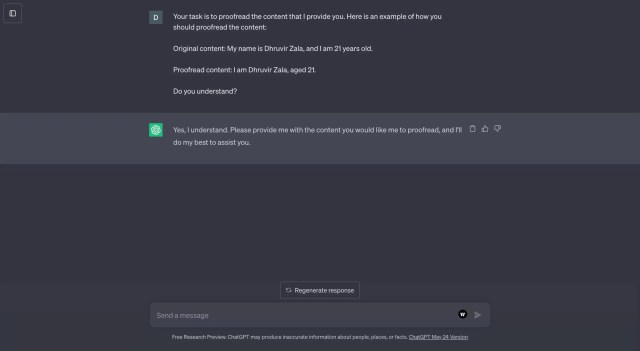 Few-shot prompting example