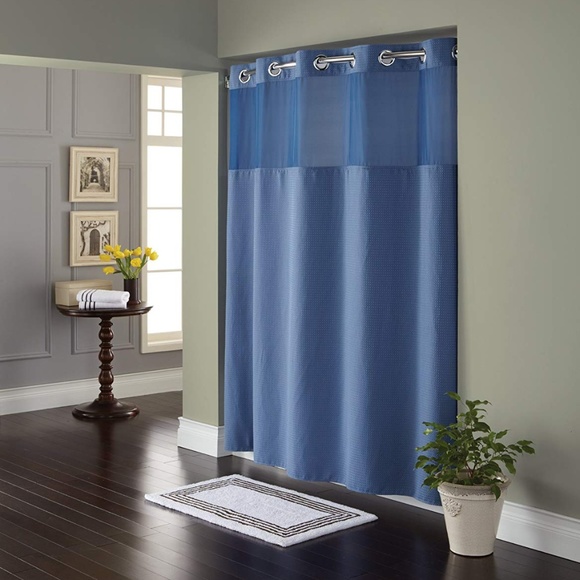 Blue Hookless Shower Curtain Shower Stall Kits and Curtain Ideas