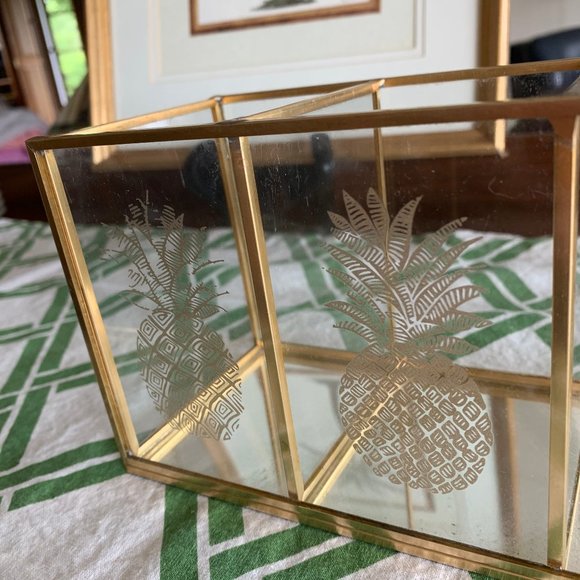 Sign up for emails & save 10% on select home decor. Cynthia Rowley Storage Organization Cynthia Rowley Divided Glass Brass Box Pineapples Poshmark