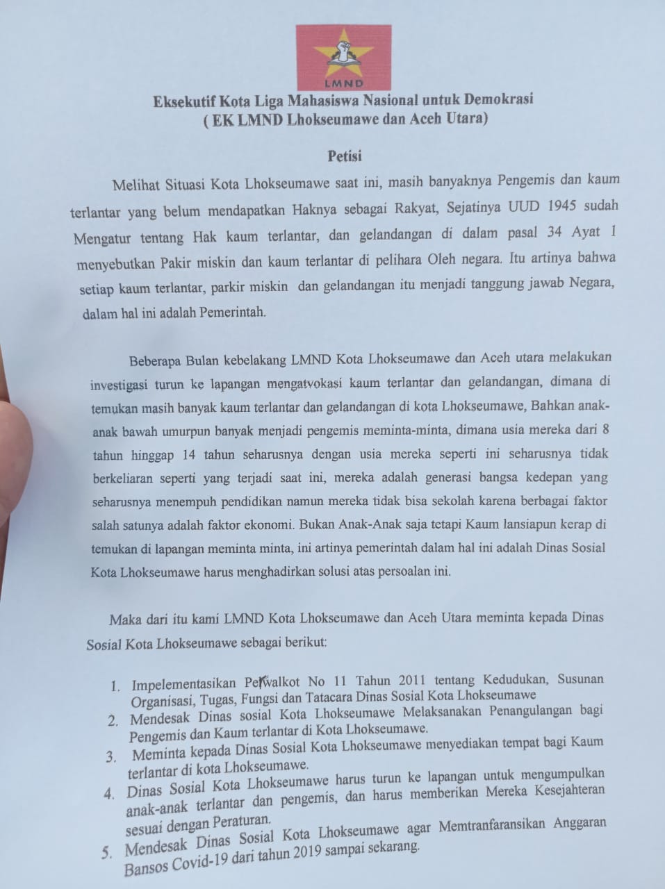 Banyaknya Kaum Terlantar, EK LMND Layangkan Petisi ke Dinsos Lhokseumawe »  DIALEKSIS :: Dialetika dan Analisis