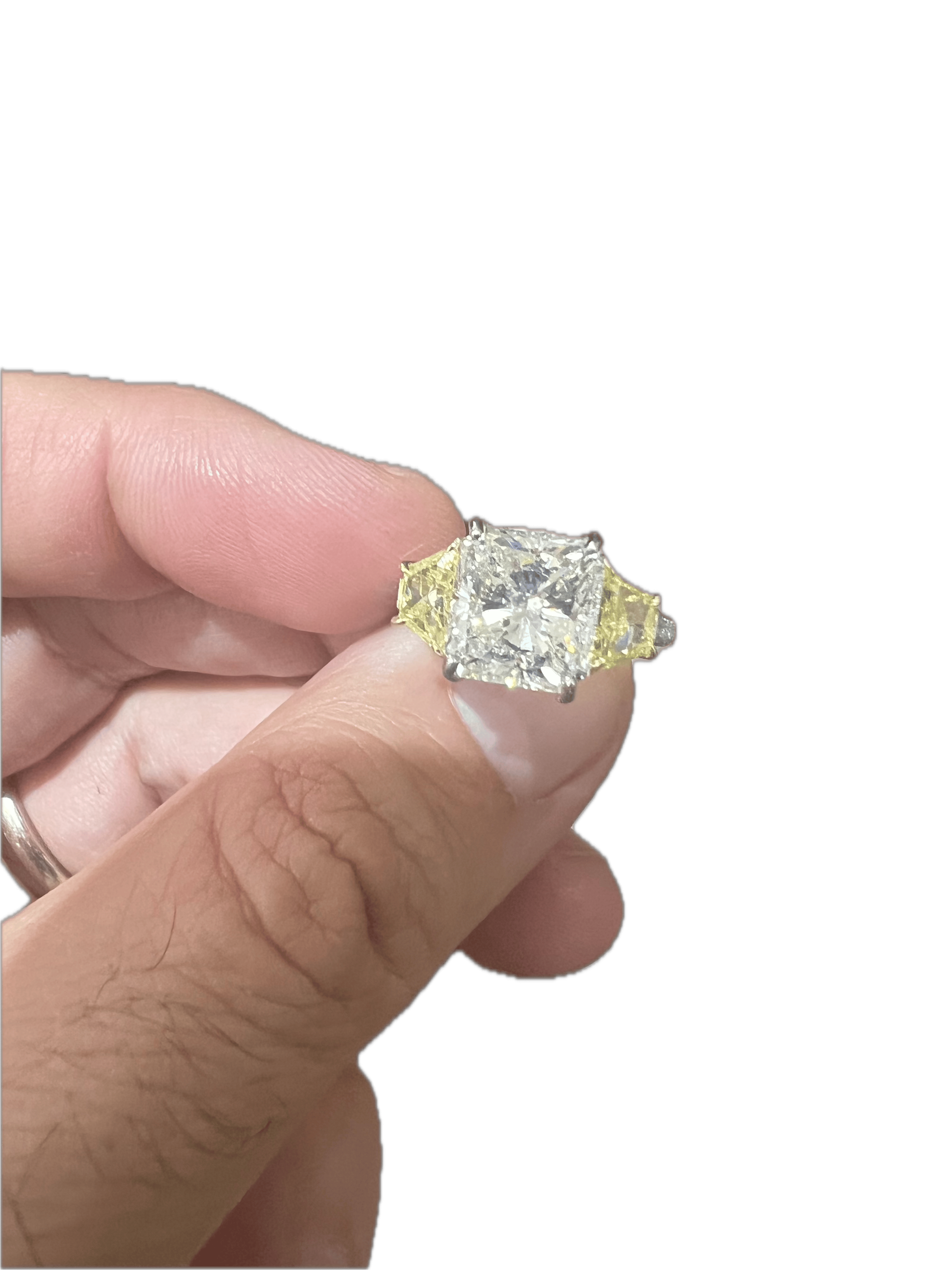 cock tail diamond ring, 4.85ct natural diamond with 2.50ct fancy yellow diamond