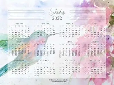 2022 hummingbird year to view calendar diane antone studio