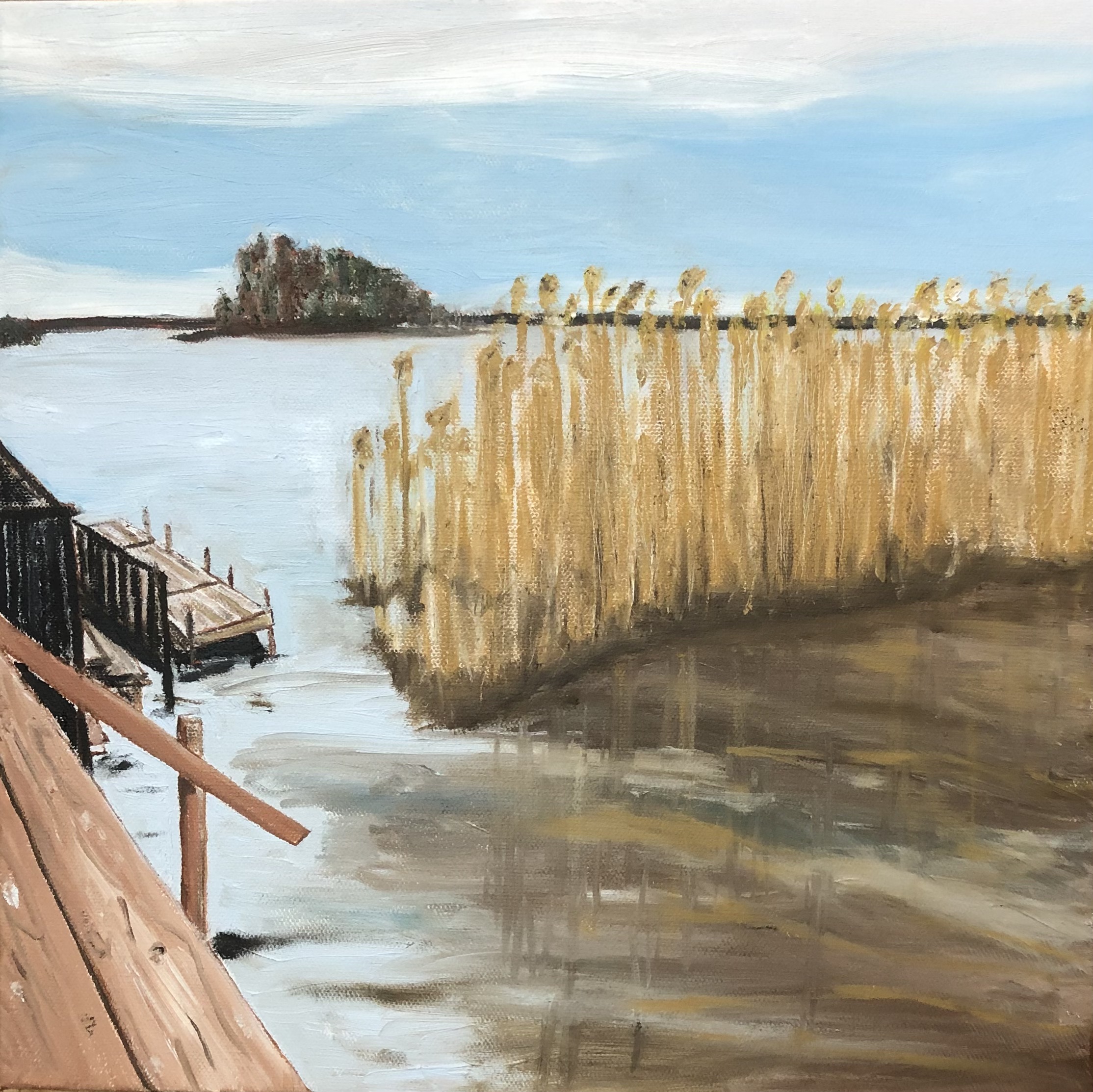 Lake Nipissing Farewell (2024) - 14x14”, oil on canvas