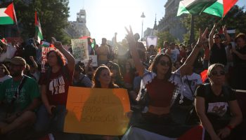 Manifestantes por Gaza