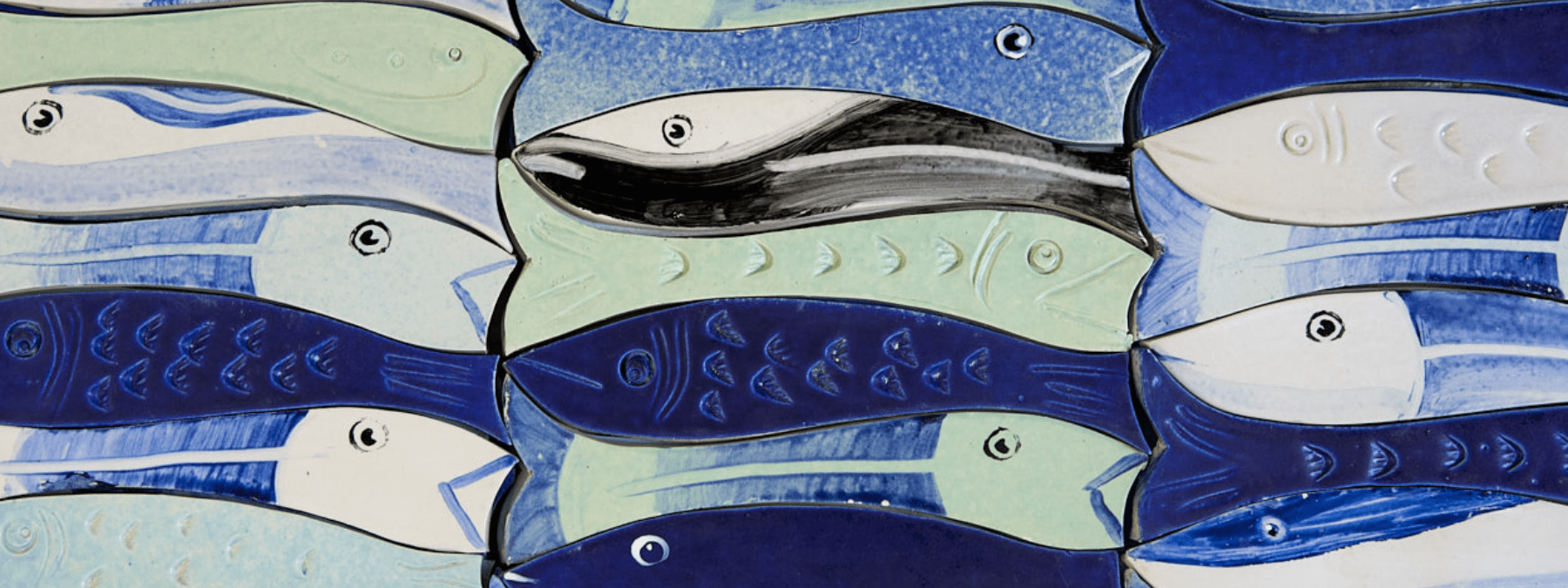 Six silly fish tiles