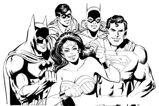Dibujo De Los Super Heroes Para Pintar Y Colorear A Batman Robin Gatubela Superman Y La Mujer Maravilla De Los Superheroes Colorear Dibujos Varios Dibujo De Los Super Heroes Para