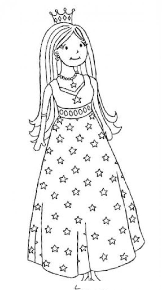 Dibujo De Princesa Con Vestido De Estrellitas Para Pintar Y Colorear Colorear Dibujos Varios Dibujo De Princesa Con Vestido De Estrellitas Para Pintar Y Colorear Dibujosa Com