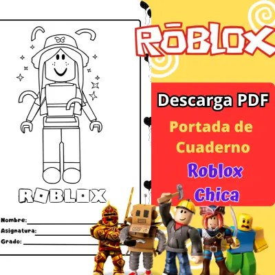 Portada de Cuaderno de Roblox Chica Para Colorear.