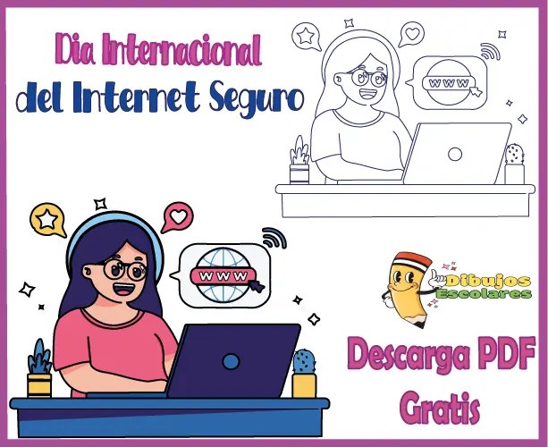 Dibujo del Dia Internacional del Internet Seguro para Colorear.