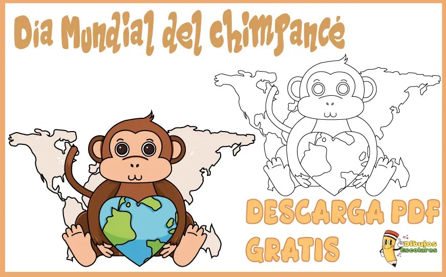 Dibujo del Dia Mundial del Chimpancé para Colorear.