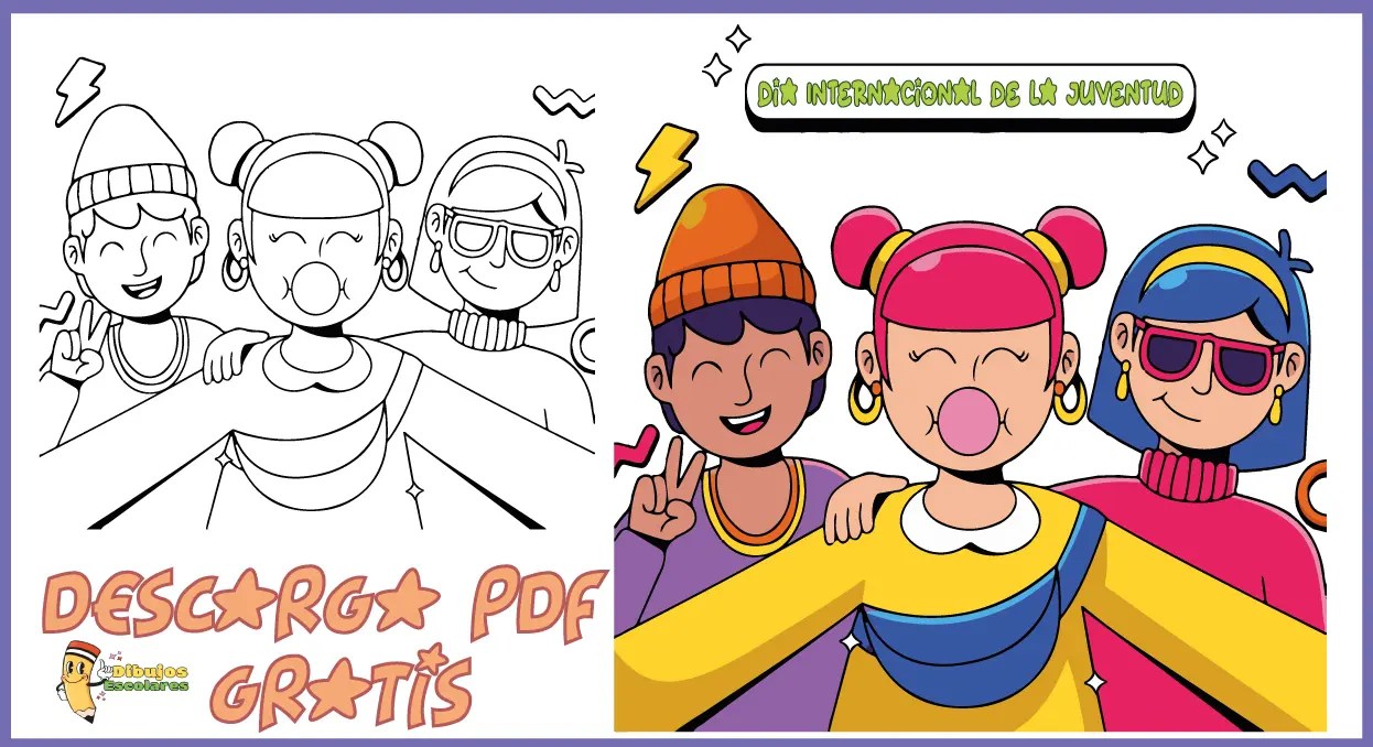 Dibujo del Dia Internacional de la Juventud para Colorear.
