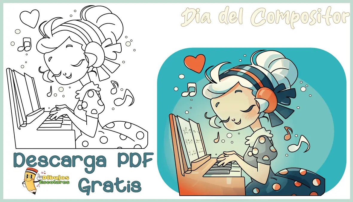 Dibujo del Dia del Compositor para Colorear.