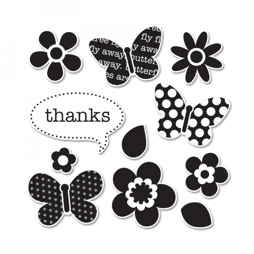 Sizzix Framelits Die Set 11PK w/Stamps - Flutter Friends - Image 2
