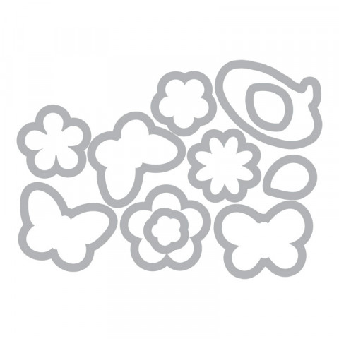 Sizzix Framelits Die Set 11PK w/Stamps - Flutter Friends - Image 4