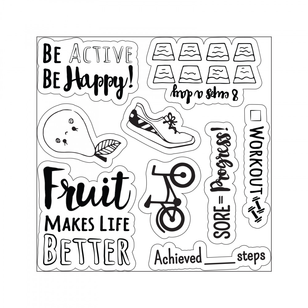Sizzix Framelits Die Set 12PK w/Stamps - Health & Fitness Planner - Image 3