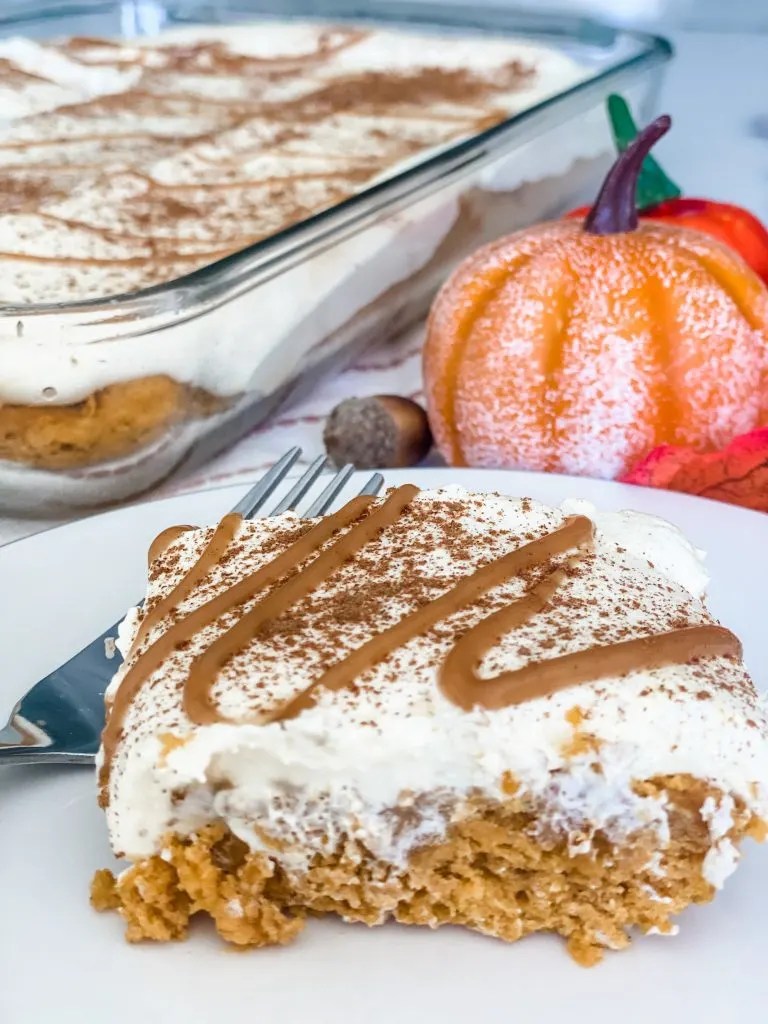 Lightened Up Pumpkin Poke Cake