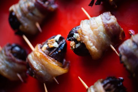 Grilled Chorizo Pig Shots with Blue Cheese Stuffing