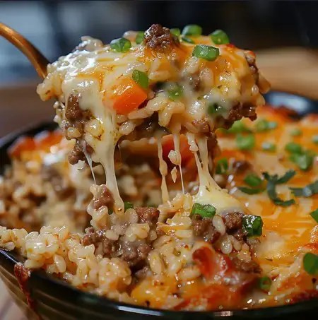 Cheesy Hamburger Rice Casserole