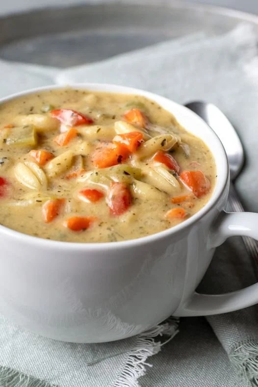 Vegan Creamy Vegetable Noodle Soup