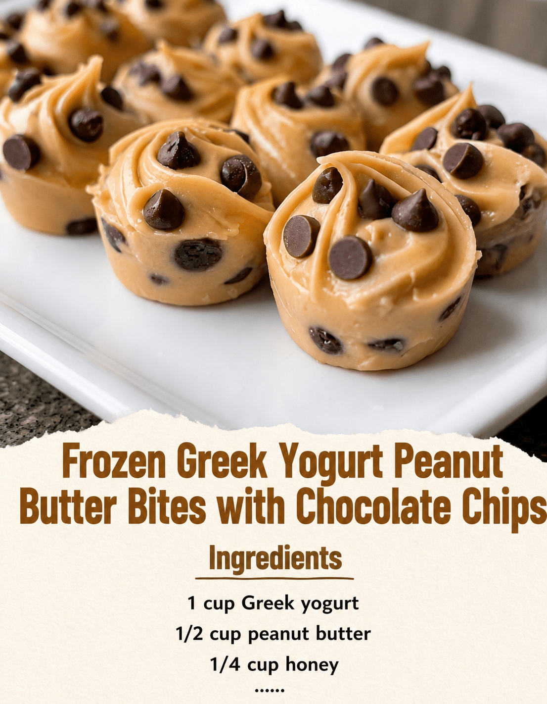 Frozen Greek Yogurt Peanut Butter Bites with Chocolate Chips