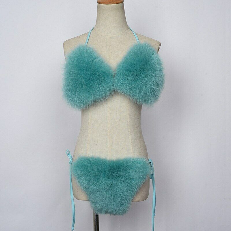 Fox fur Bikini Aqua