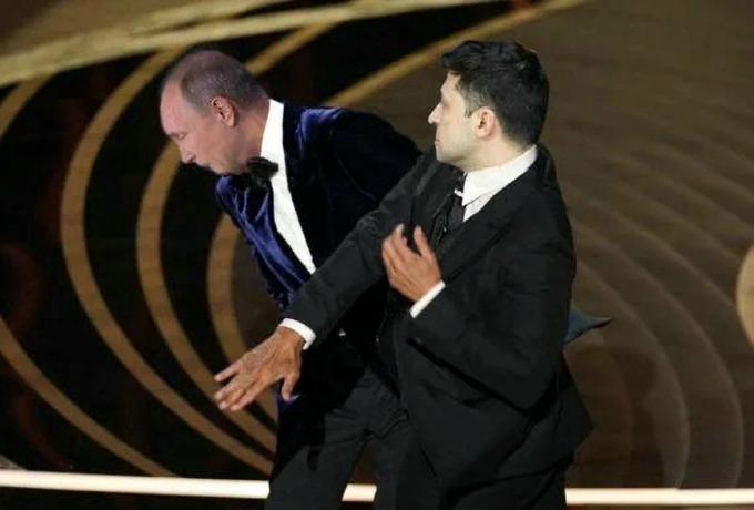 wall smith slapping chris rock meme with putin and zelensky