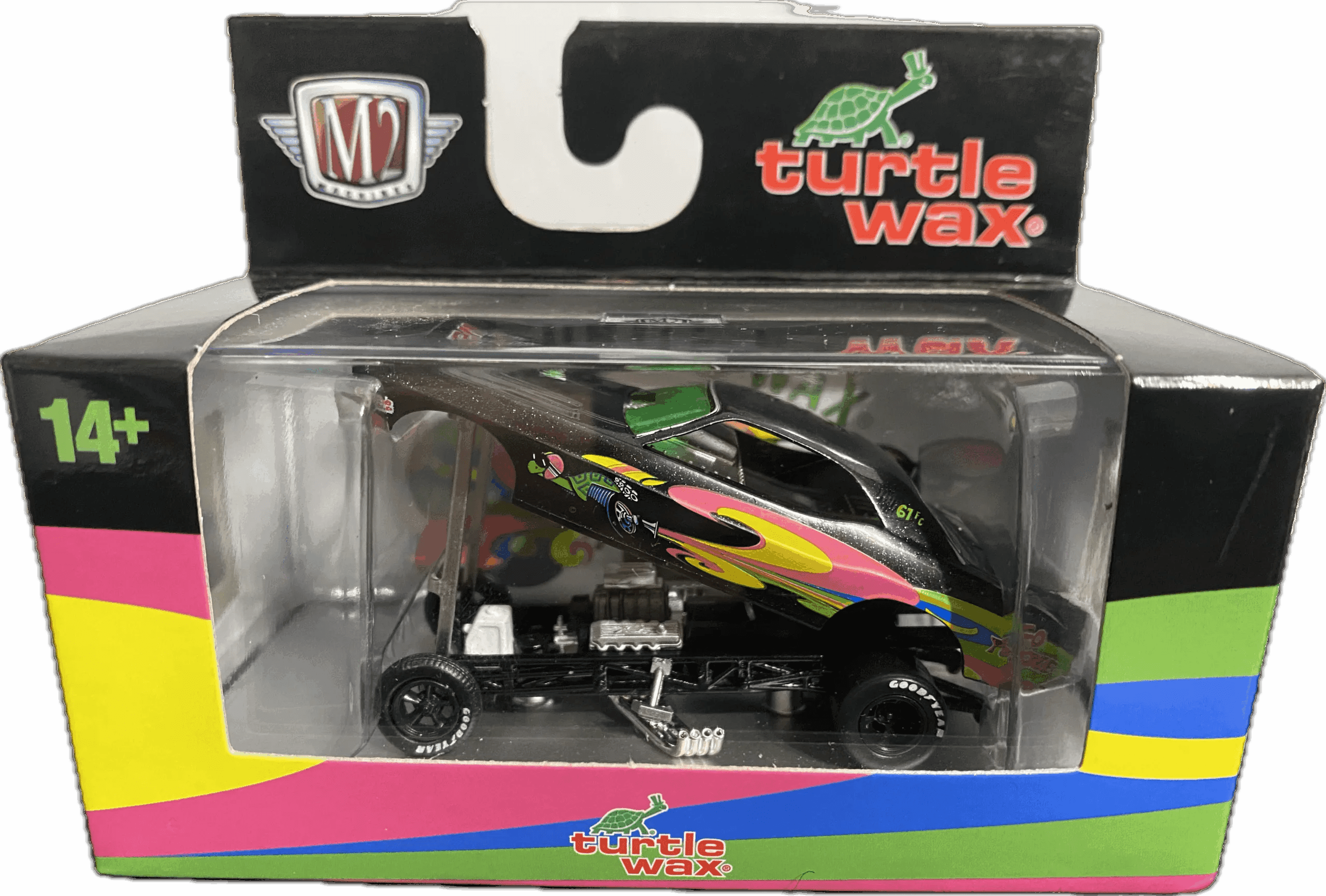"M2 Machines 1971 Dodge Challenger Funny Car in Turtle Wax livery collectible"