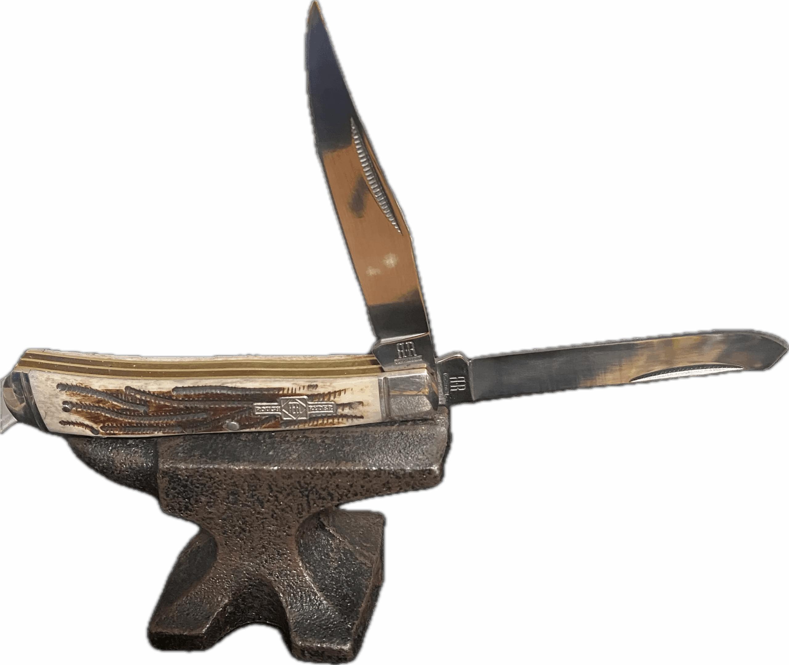 Rough Ryder Worm Grooved Bone Trapper 4 1/8" Pocket Knife RR154