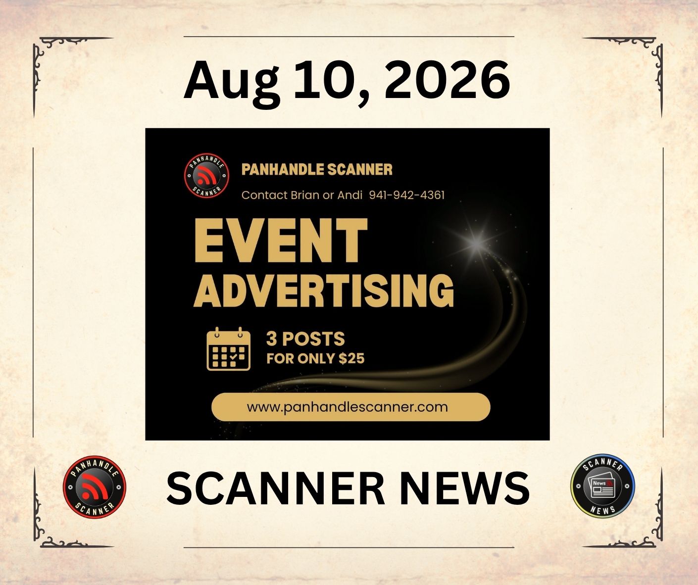 Monday Aug 10 2026 – Scanner News