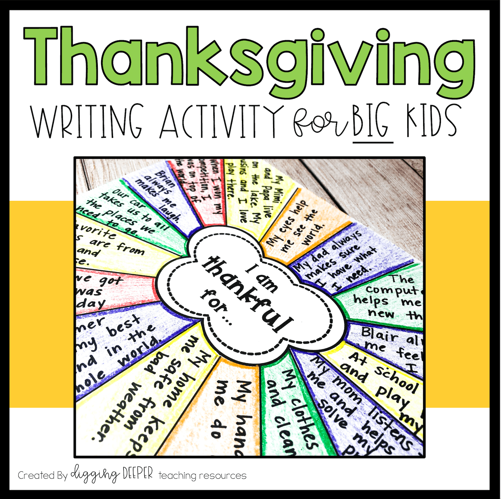 Thanksgiving Writing Activity for big kids product on teachers pay teachers