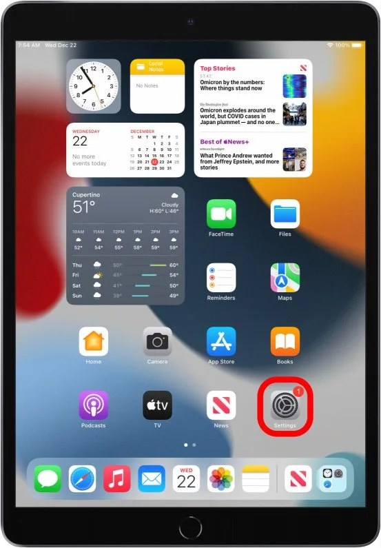 open iphone setting