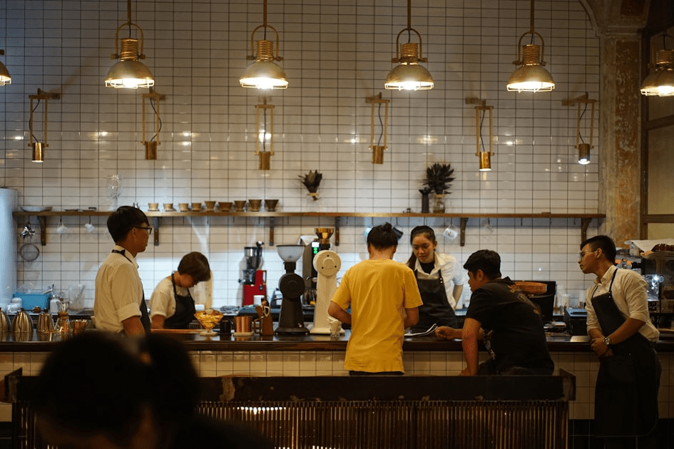 Socializing in a Modern Café