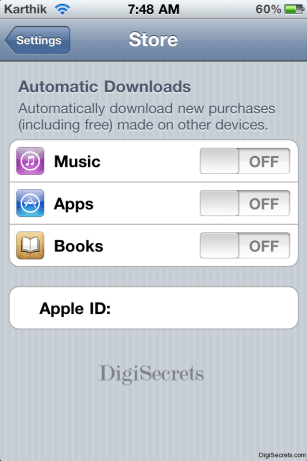 Automatic Download Settings iOS5