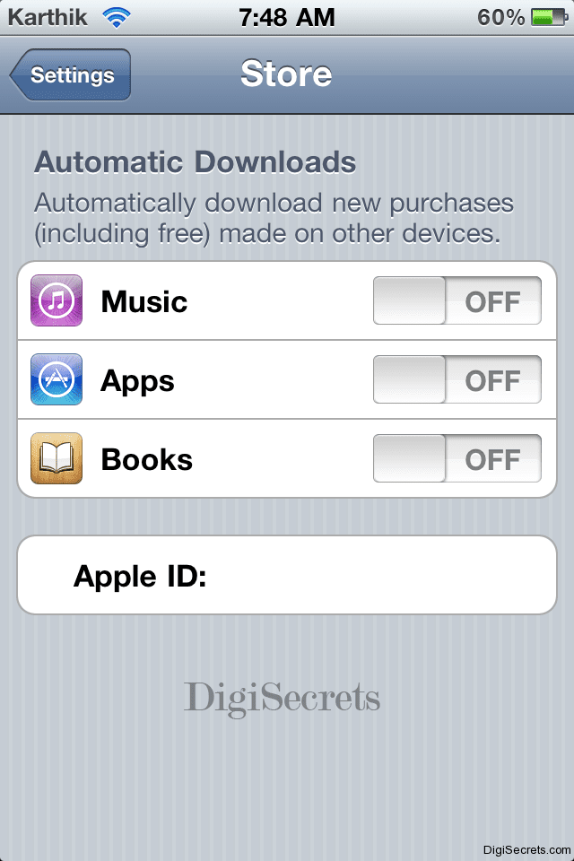 Automatic Download Settings iOS5