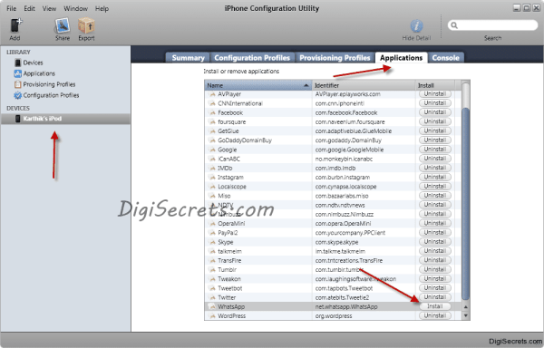 iPhone Configuration Utility - App Install