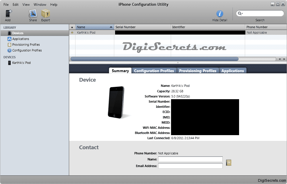 iPhone Configuration Utility - Home