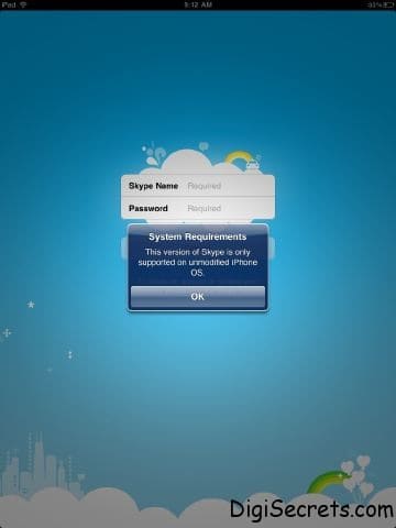 iPad Skype Jailbreak Error