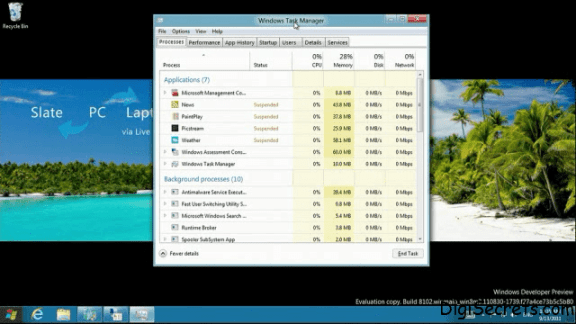 Windows 8 Task Manager - Processes